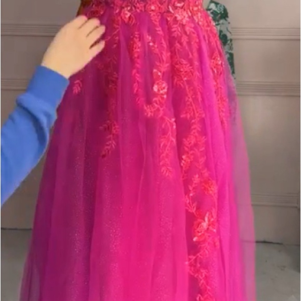 Vibrant Pink Gown with Embroidered Details - Picture 11 of 12